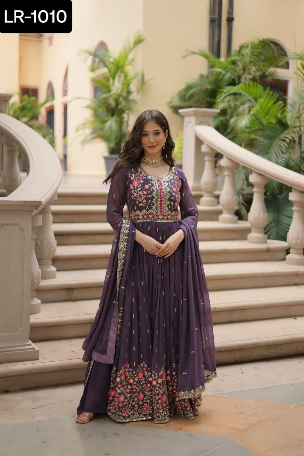 Embroidered Anarkali Dress with Dupatta