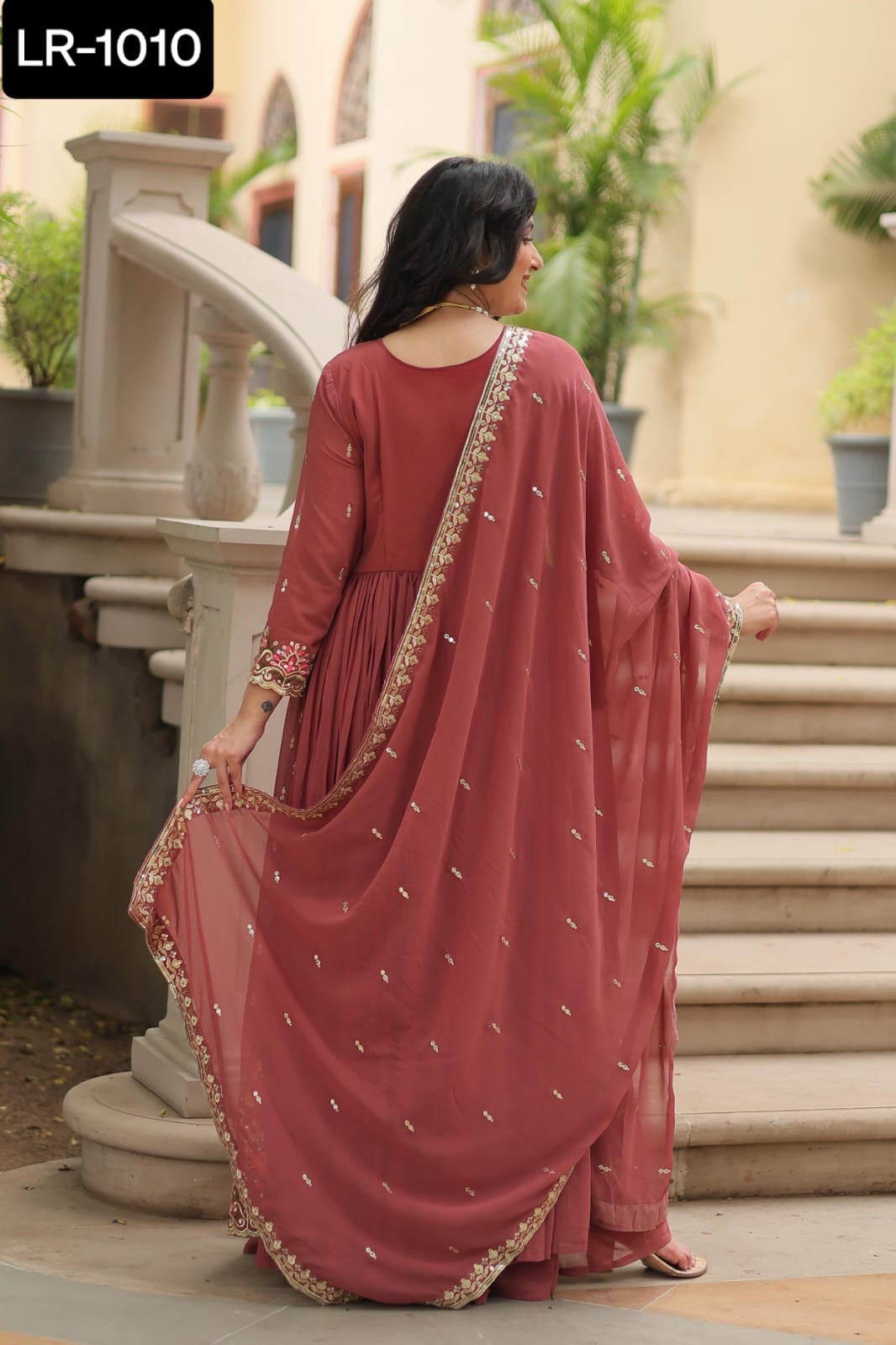 Embroidered Anarkali Dress with Dupatta