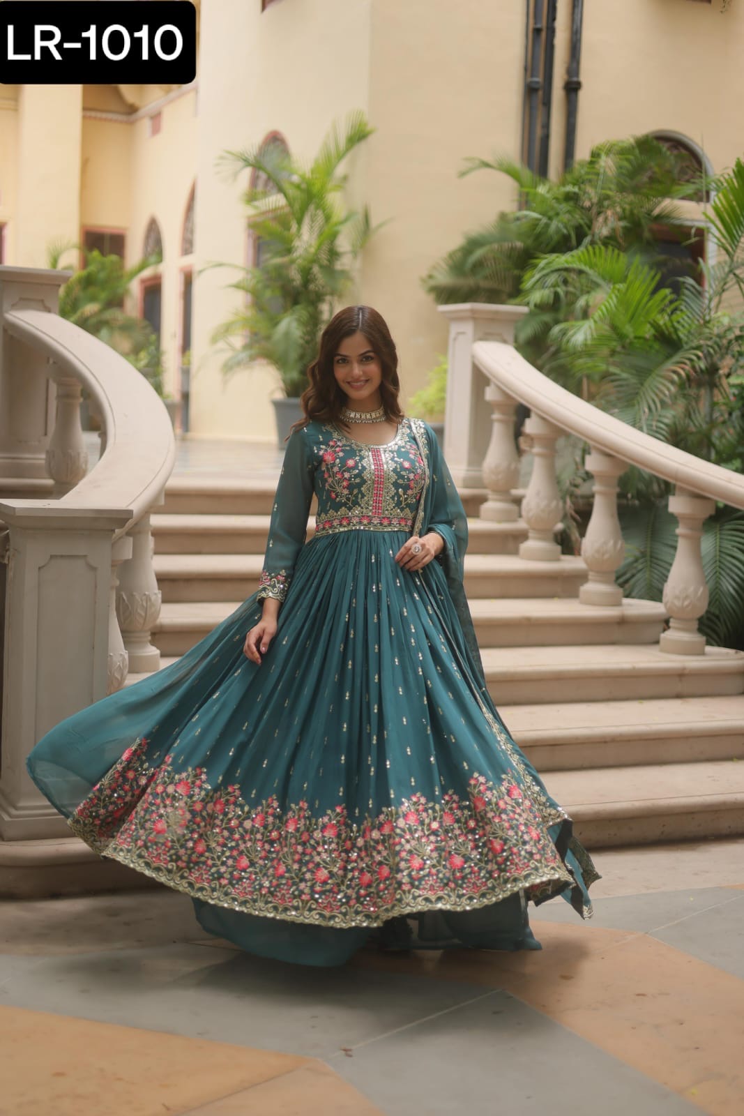 Embroidered Anarkali Dress with Dupatta