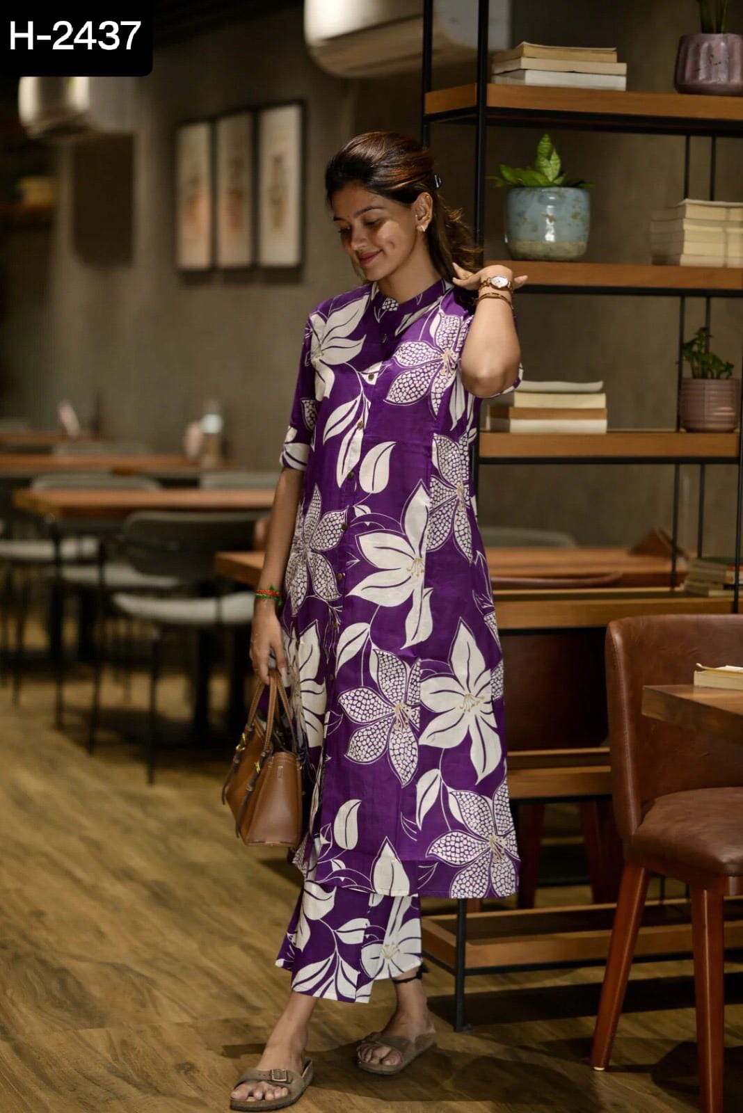 Floral Printed Button-Down Kurti Set