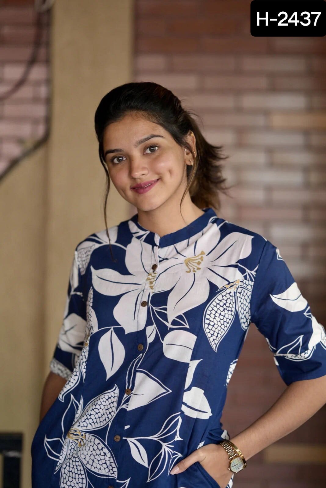 Floral Printed Button-Down Kurti Set