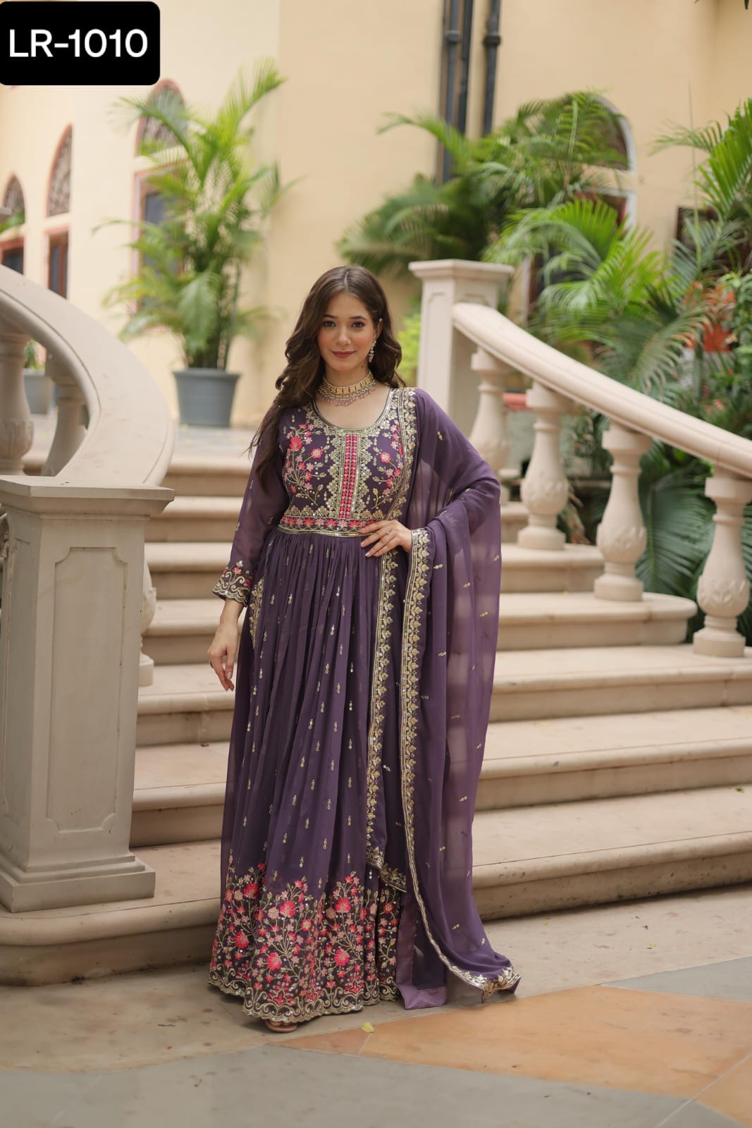 Embroidered Anarkali Dress with Dupatta