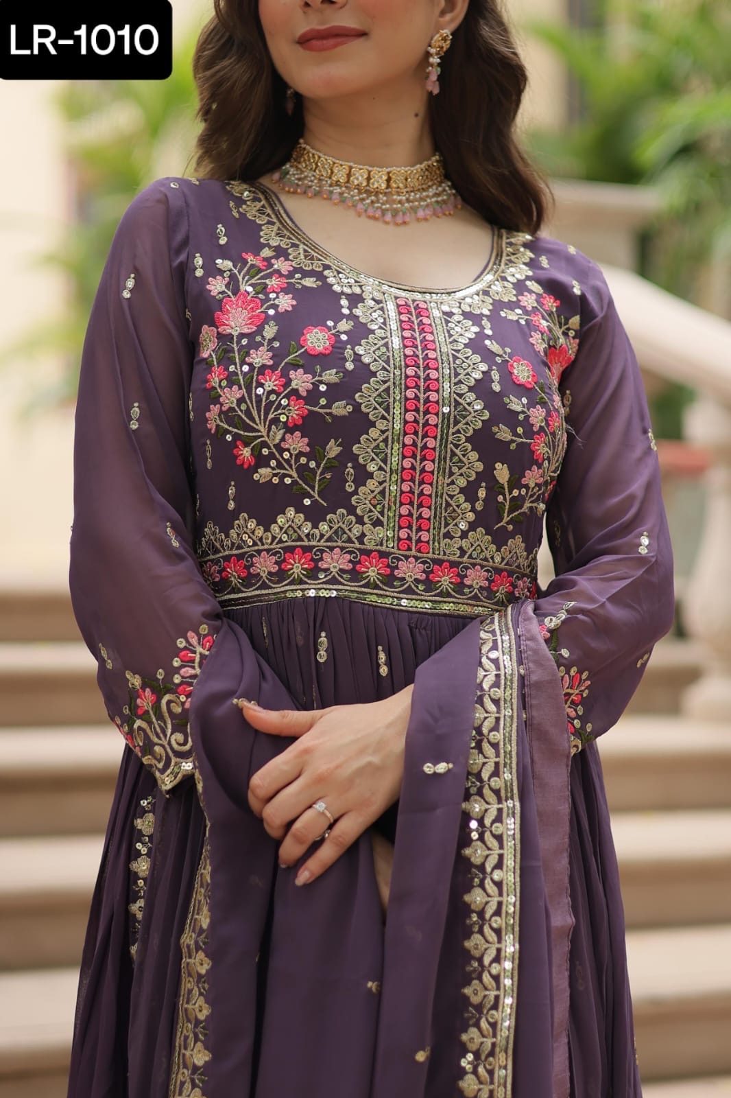 Embroidered Anarkali Dress with Dupatta