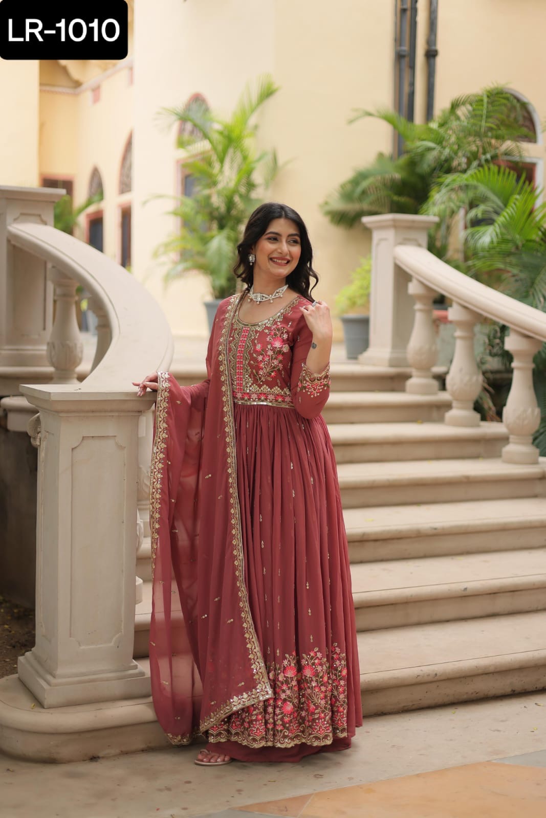 Embroidered Anarkali Dress with Dupatta