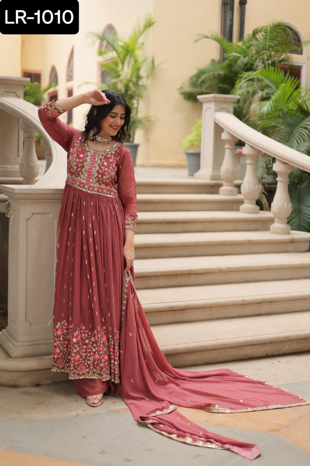 Embroidered Anarkali Dress with Dupatta